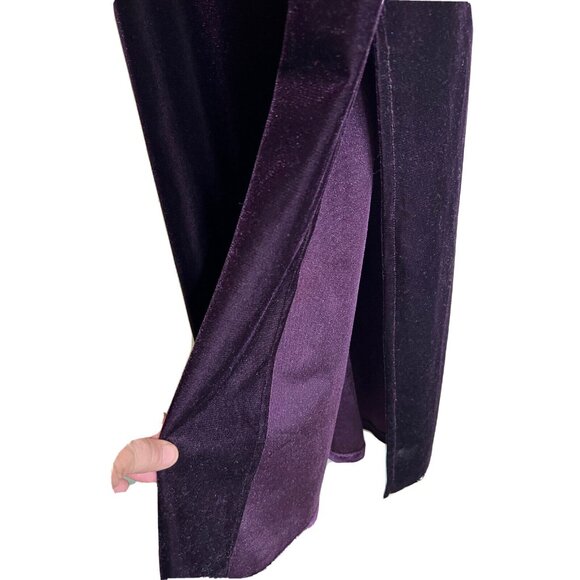 Necessary Object Purple Velvet Maxi Long Strap Dress Size L Cocktail Party - VTG - Picture 5 of 8